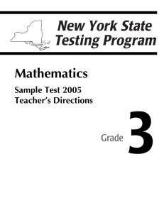 3 Mathematics Grade Sample Test 2005
