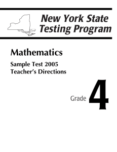 4 Mathematics Grade Sample Test 2005
