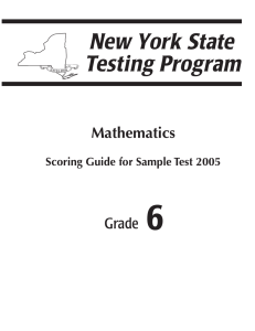 6 Mathematics Grade Scoring Guide for Sample Test 2005
