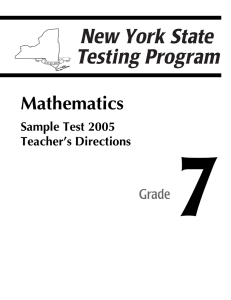 7 Mathematics Grade Sample Test 2005