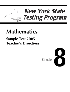 8 Mathematics Grade Sample Test 2005