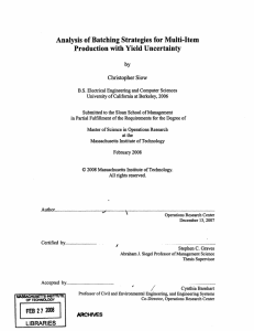 Analysis  of Batching  Strategies for Multi-Item by Christopher Siow