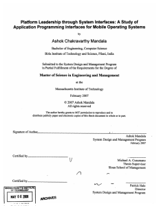 Platform  Leadership  through System  Interfaces:  A... Application Programming  Interfaces  for Mobile Operating  Systems