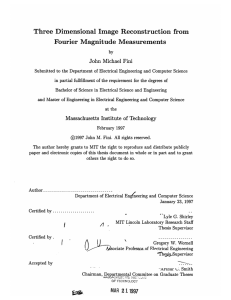 Three  Dimensional  Image  Reconstruction  from by