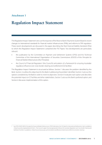 Regulation Impact Statement Attachment 1
