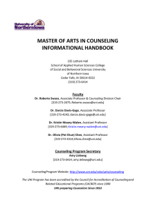 MASTER OF ARTS IN COUNSELING INFORMATIONAL HANDBOOK