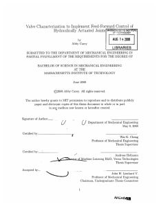 Valve  Characterization  to  Implement  Feed-Forward ... Hydraulically  Actuated  Joints AUG  1 LIBRARIES