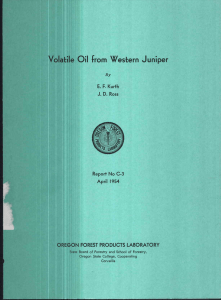 Volatile Oil from Western Juniper Report No C-3 April 1954 By