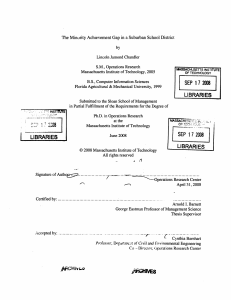 The  Minority Achievement  Gap  in a Suburban ... by Lincoln  Jamond  Chandler S.M.,  Operations  Research