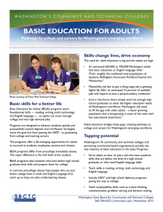 BASIC EDUCATION FOR ADULTS Skills change lives, drive economy