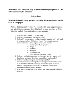 Reminder:  The essay can only be written in the... extra sheets may be attached.  Instructions: