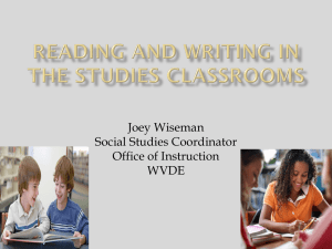 Joey Wiseman Social Studies Coordinator Office of Instruction WVDE
