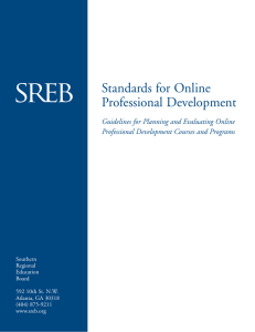 Standards for Online Professional Development Guidelines for Planning and Evaluating Online