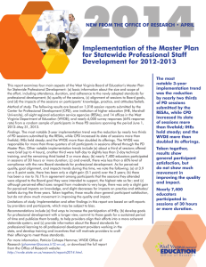 2014 Implementation of the Master Plan for Statewide Professional Staff Development for 2012-2013