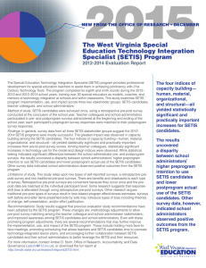2015 The West Virginia Special Education Technology Integration Specialist (SETIS) Program