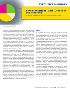 EXECUTIVE SUMMARY School Discipline Data Collection and Reporting