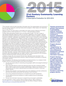 2015 21st Century Community Learning Centers A Descriptive Evaluation for 2013-2014
