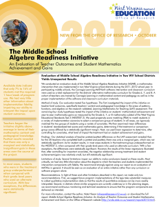 The Middle School Algebra Readiness Initiative Achievement and Gains