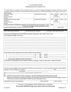 ST. LUCIE PUBLIC SCHOOLS Bullying/Harassment Complaint Form