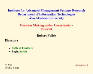 Institute for Advanced Management Systems Research Department of Information Technologies ˚