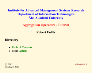 Institute for Advanced Management Systems Research Department of Information Technologies ˚