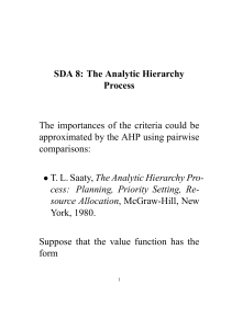 SDA 8: The Analytic Hierarchy Process approximated by the AHP using pairwise