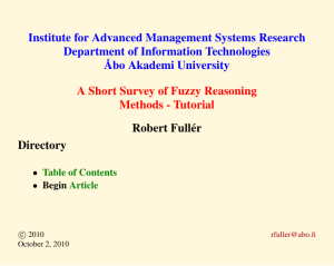 Institute for Advanced Management Systems Research Department of Information Technologies ˚