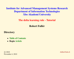 Institute for Advanced Management Systems Research Department of Information Technologies ˚