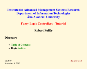 Institute for Advanced Management Systems Research Department of Information Technologies ˚