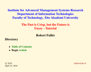 Institute for Advanced Management Systems Research Department of Information Technologies