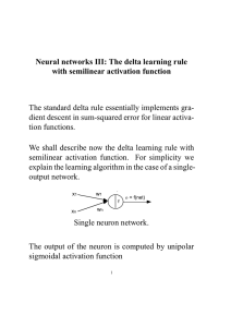 Neural networks III: The delta learning rule with semilinear activation function