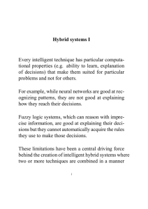 Hybrid systems I Every intelligent technique has particular computa-