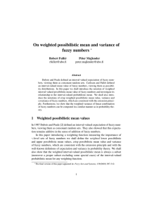 On weighted possibilistic mean and variance of fuzzy numbers ∗ Robert Full´er