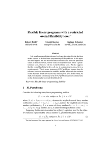 Flexible linear programs with a restricted overall flexibility level ∗ Robert Full´er