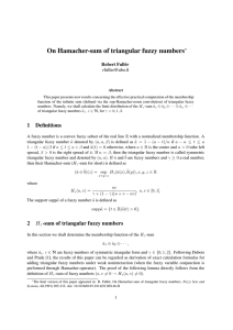 On Hamacher-sum of triangular fuzzy numbers ∗ Robert Full´er