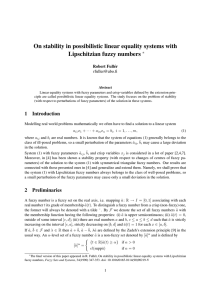 On stability in possibilistic linear equality systems with Lipschitzian fuzzy numbers ∗