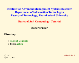 Institute for Advanced Management Systems Research Department of Information Technologies