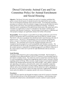 Drexel University Animal Care and Use Committee Policy for Animal Enrichment