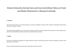 Drexel University Animal Care and Use Committee Policy on Food