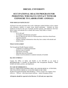 DREXEL UNIVERSITY  OCCUPATIONAL HEALTH PROGRAM FOR PERSONNEL WHO HAVE CONTACT WITH OR