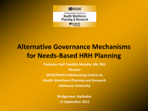 Alternative Governance Mechanisms  for Needs‐Based HRH Planning