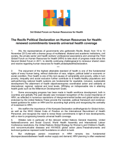 The Recife Political Declaration on Human Resources for Health: