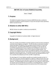 BBF RFC 26: In-Fusion BioBrick Assembly  Purpose 1.