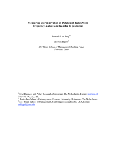 Measuring user innovation in Dutch high tech SMEs: