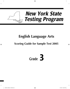 3 English Language Arts Grade Scoring Guide for Sample Test 2005