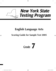 7 English Language Arts Grade Scoring Guide for Sample Test 2005