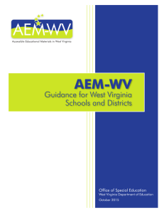 AEM-WV Guidance for West Virginia Schools and Districts Office of Special Education