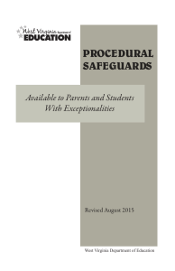 PROCEDURAL SAFEGUARDS Available to Parents and Students With Exceptionalities