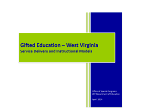 Gifted Education – West Virginia Service Delivery and Instructional Models