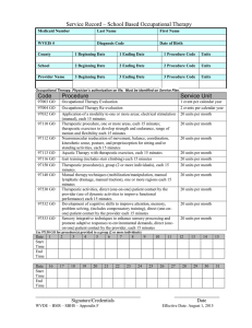 Service Record – School Based Occupational Therapy